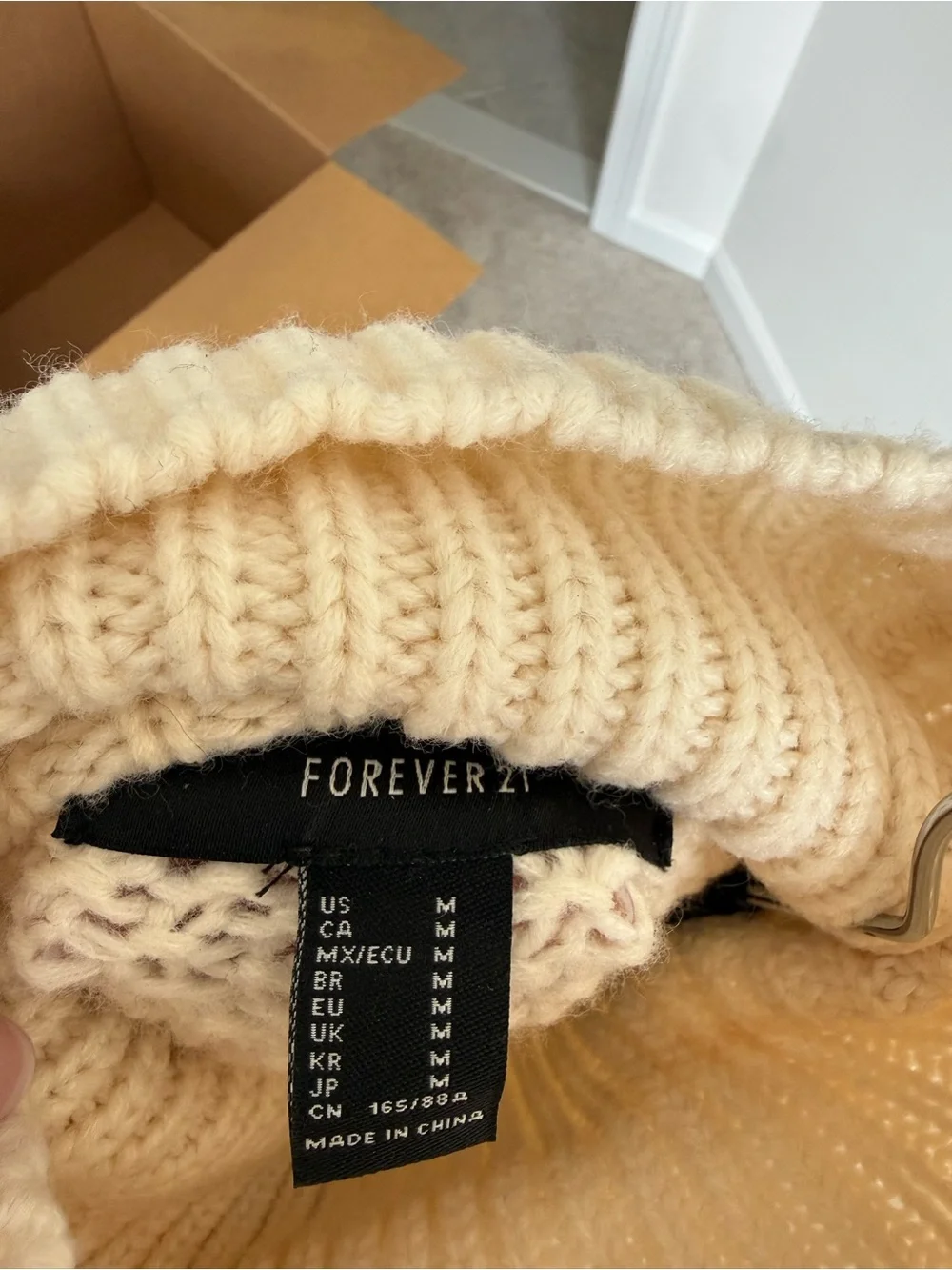 Forever 21 Cream Cable Bobble Turtleneck Sweater